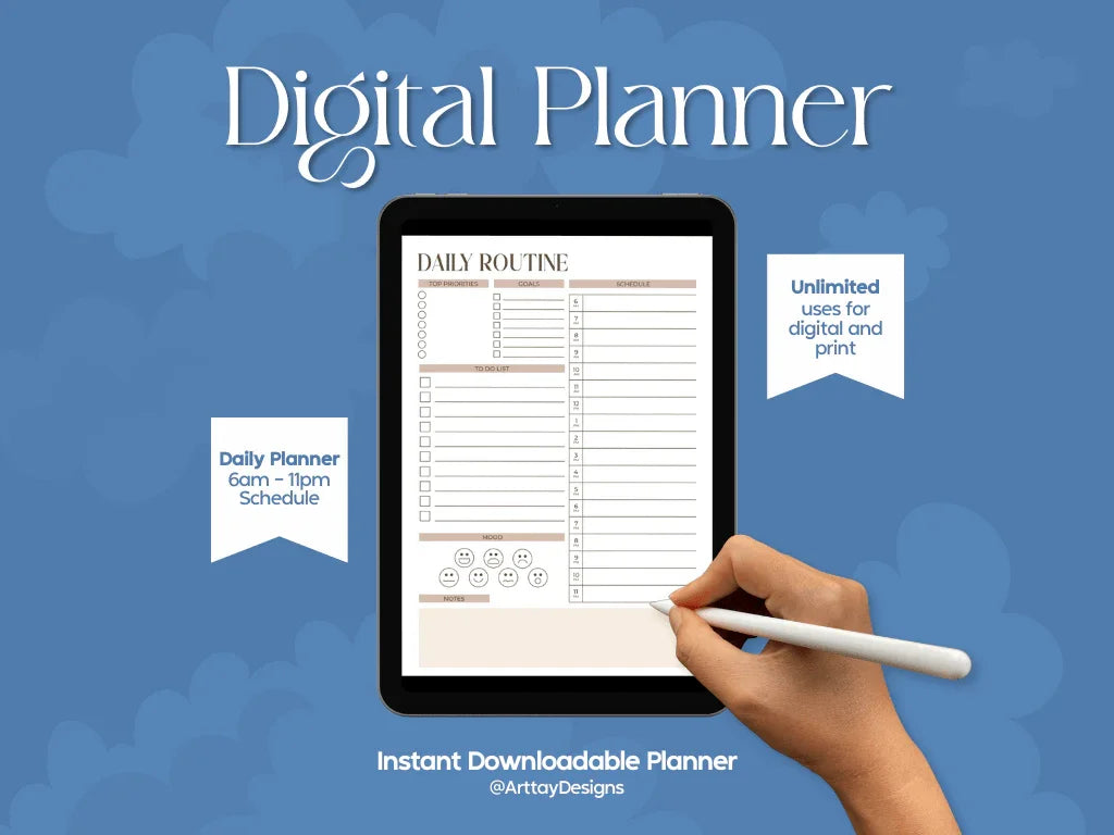 Daily Routine Digital Planner - Pink - Arttay Designs