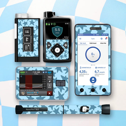 Blue Stars Diabetes Device Stickers