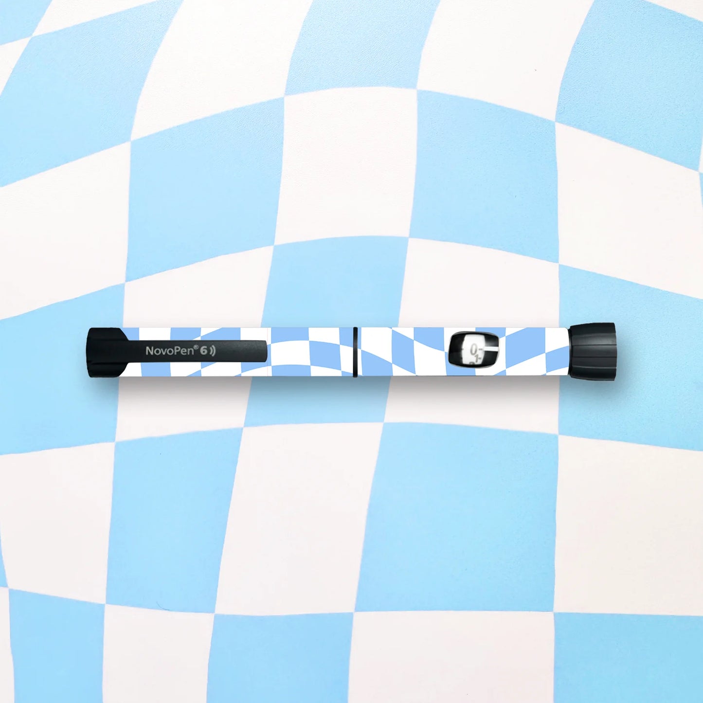 Blue Wavy Checkered Diabetes Device Stickers