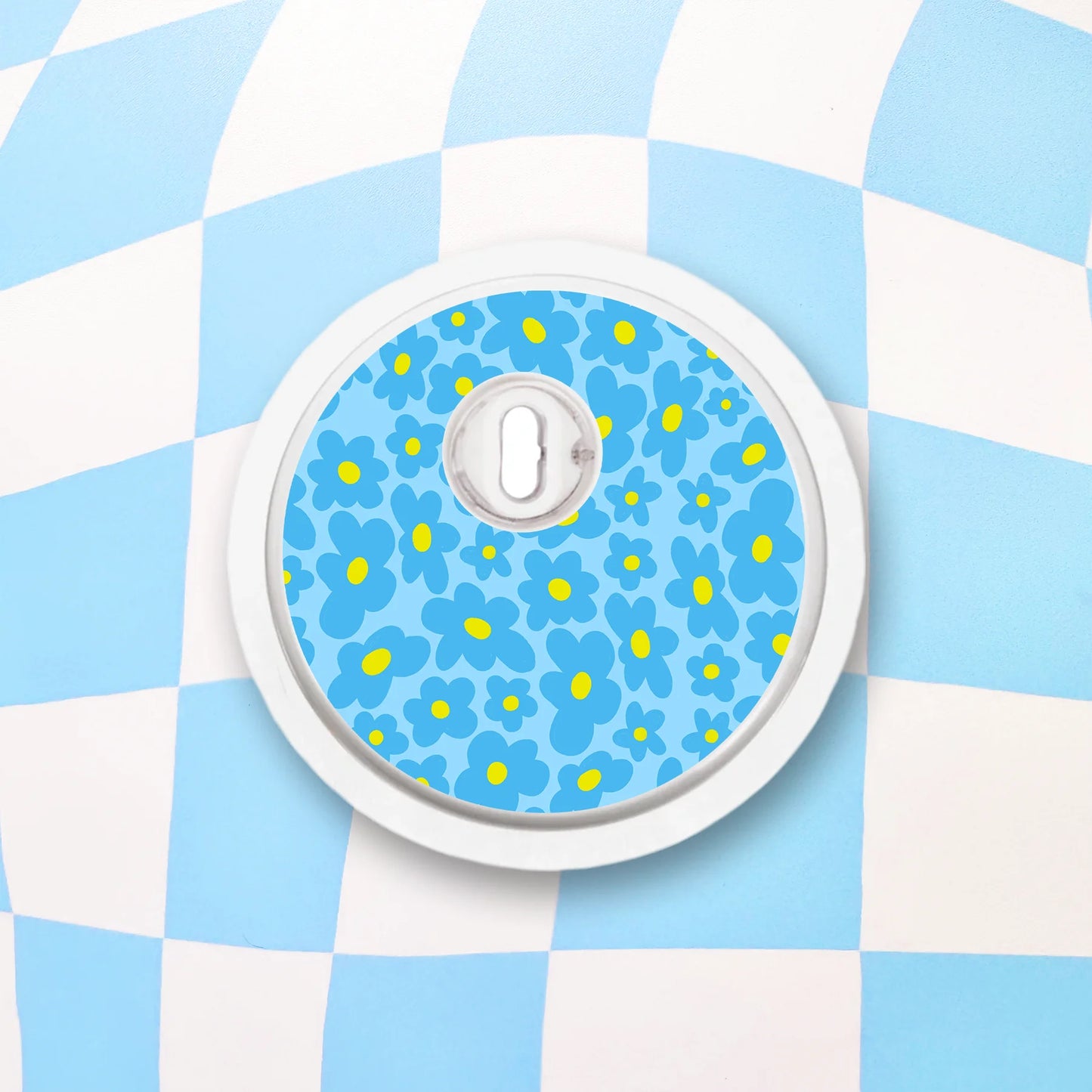 Blue Flowers Diabetes Device Stickers