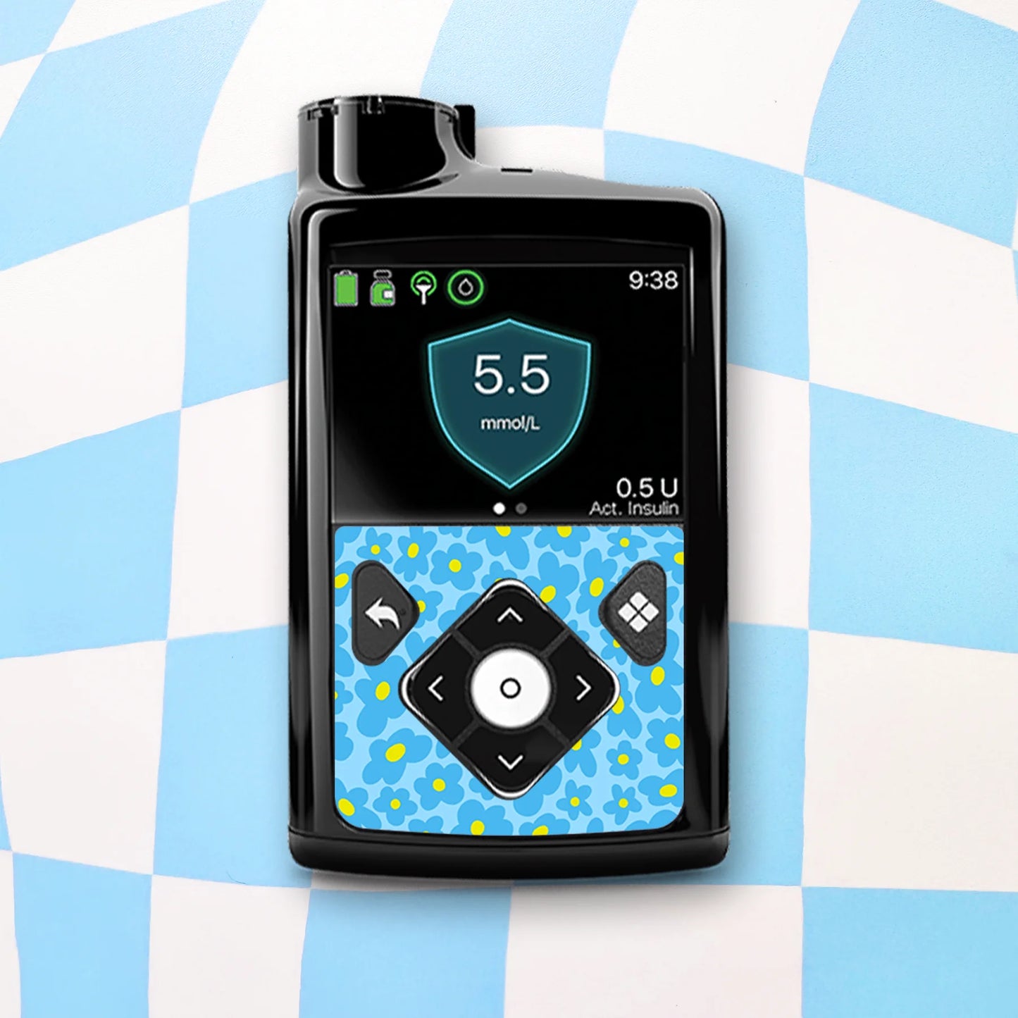Blue Flowers Diabetes Device Stickers