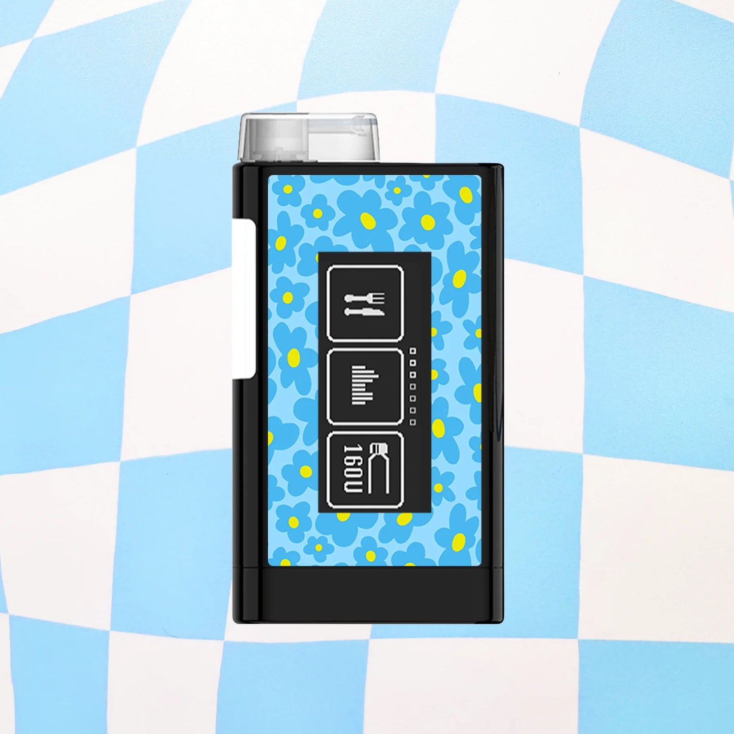 Blue Flowers Diabetes Device Stickers