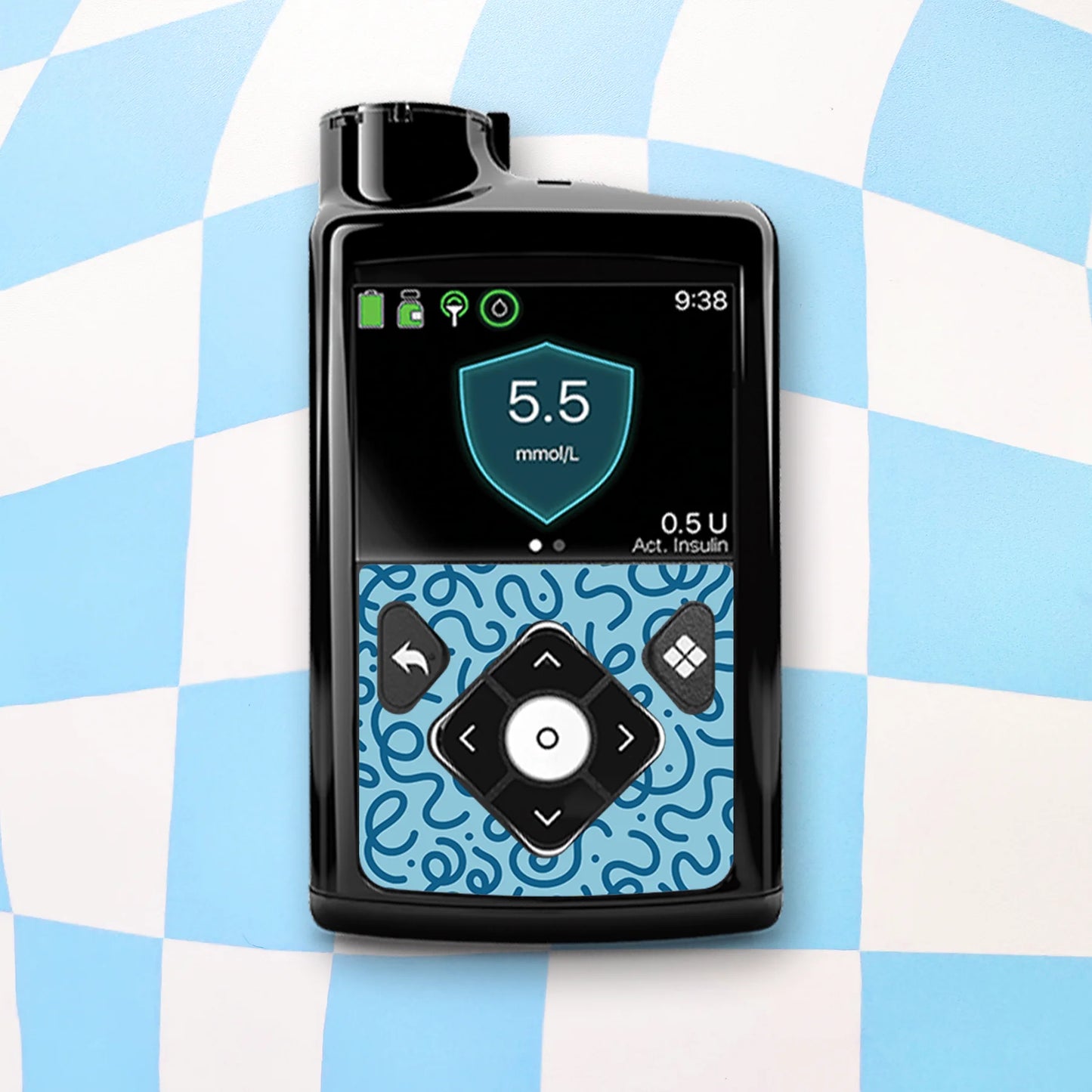 Blue Squiggles Diabetes Device Stickers