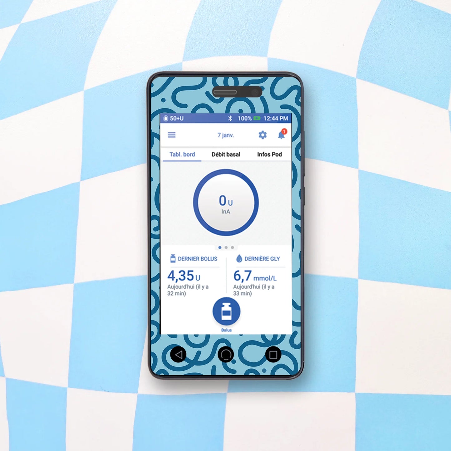 Blue Squiggles Diabetes Device Stickers