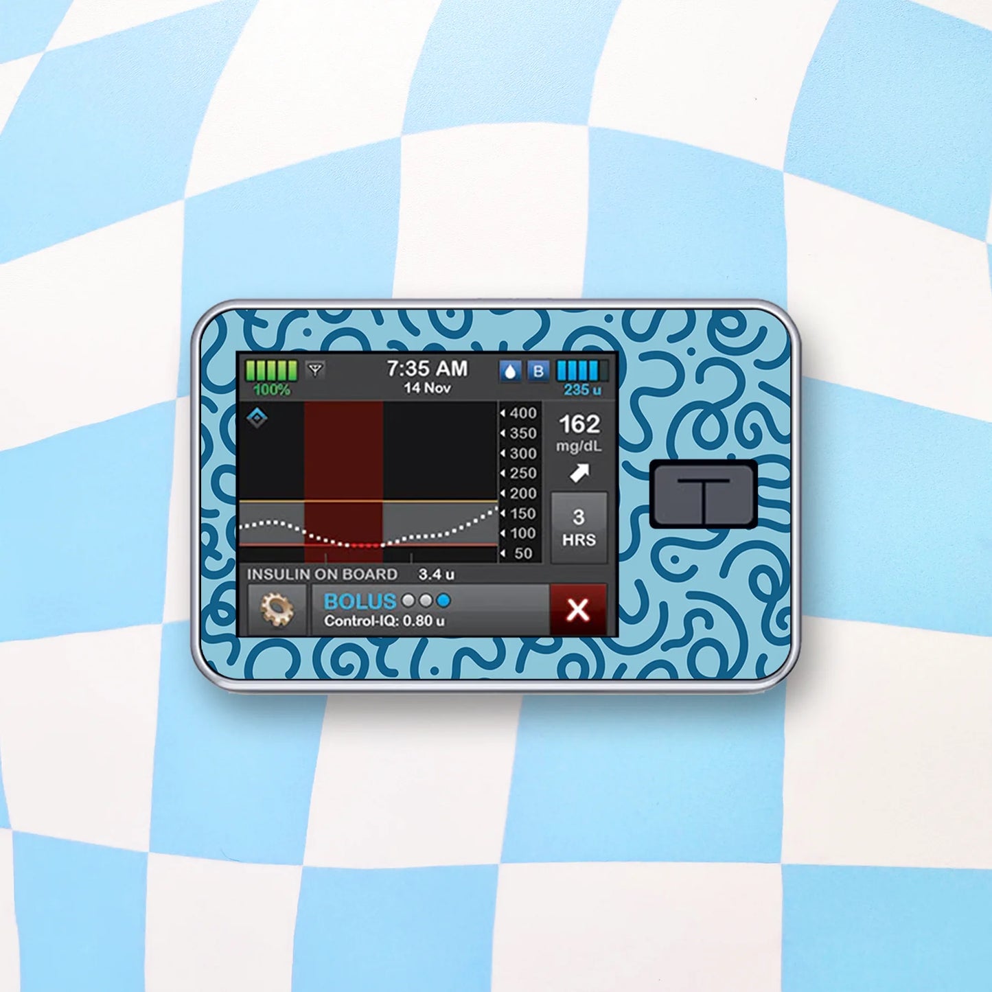 Blue Squiggles Diabetes Device Stickers