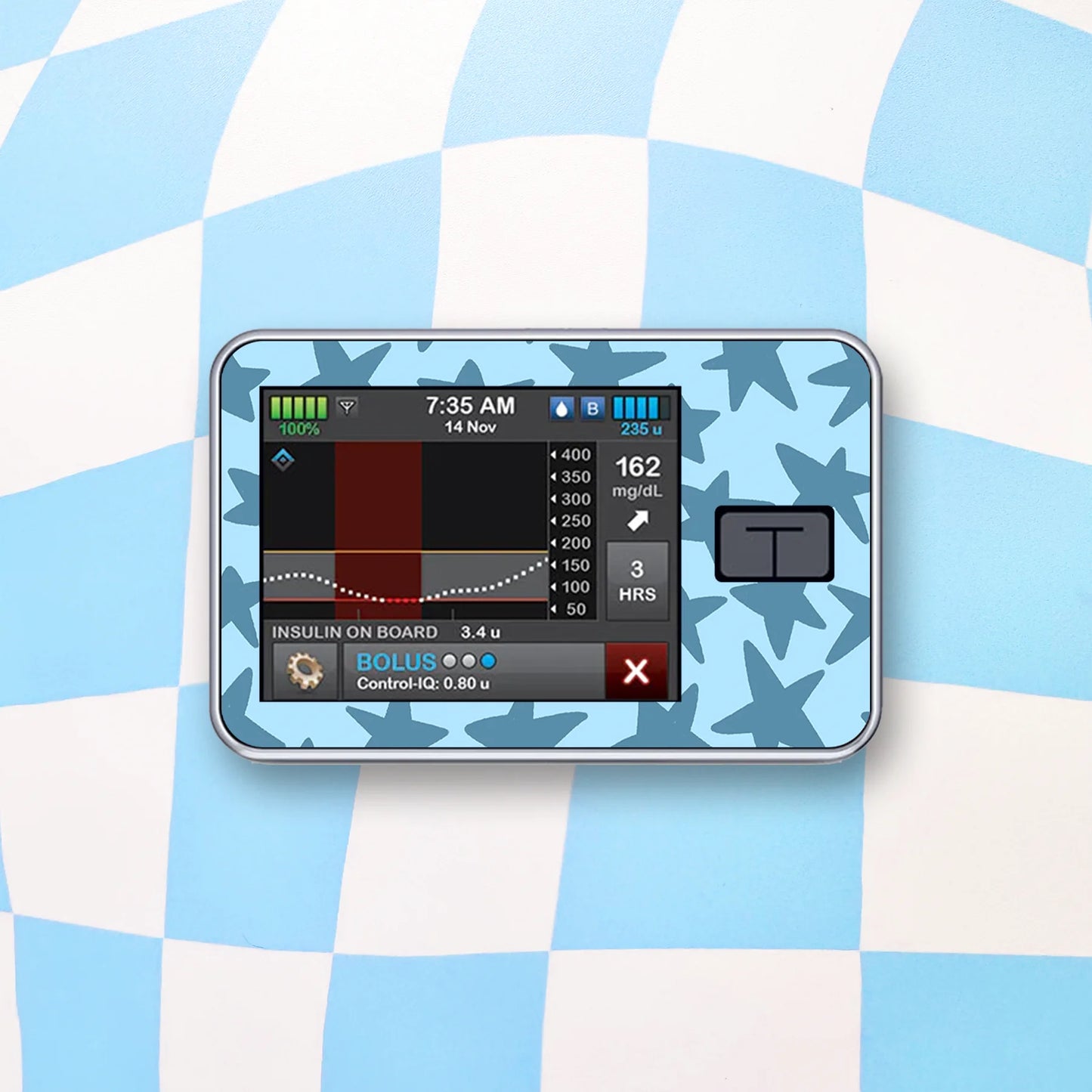 Blue Stars Diabetes Device Stickers