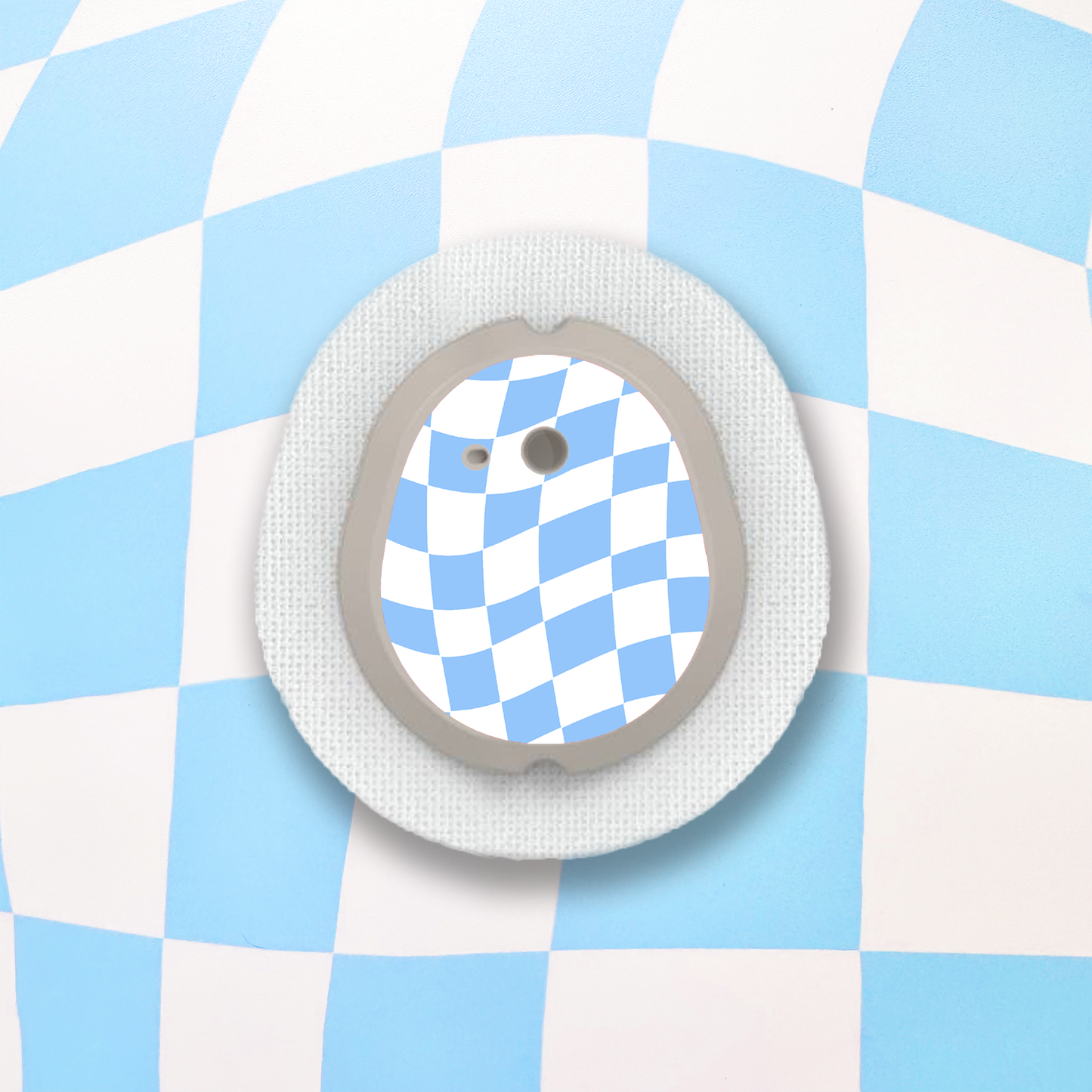 Blue Wavy Checkered Diabetes Stickers - 6 Pack