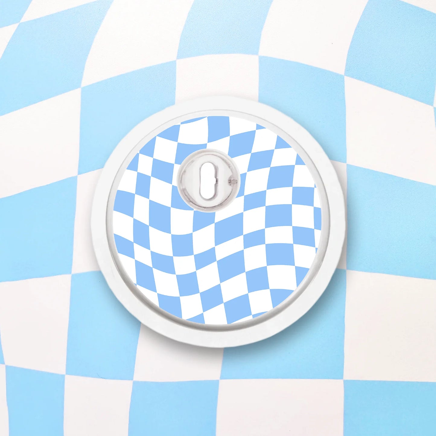 Blue Wavy Checkered Diabetes Device Stickers