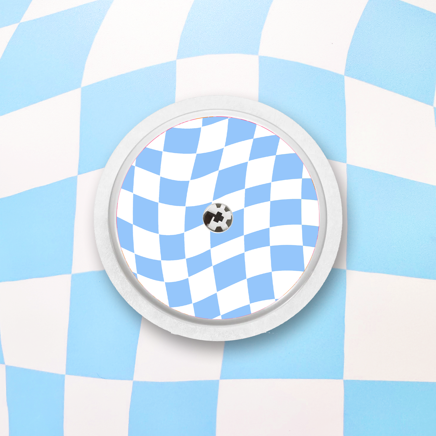 Blue Wavy Checkered Diabetes Stickers - 6 Pack