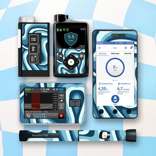 Blue Waves Diabetes Device Stickers