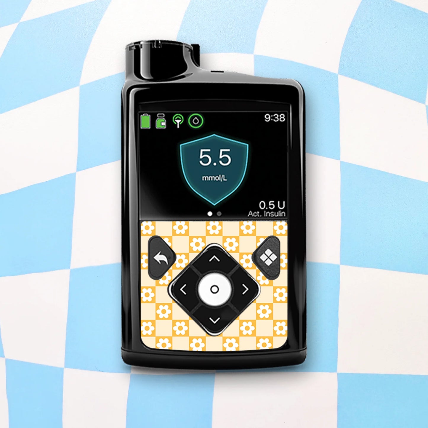 Checkered Daisies Diabetes Device Stickers