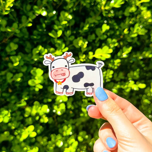 Christmas Cow Sticker - Arttay Designs
