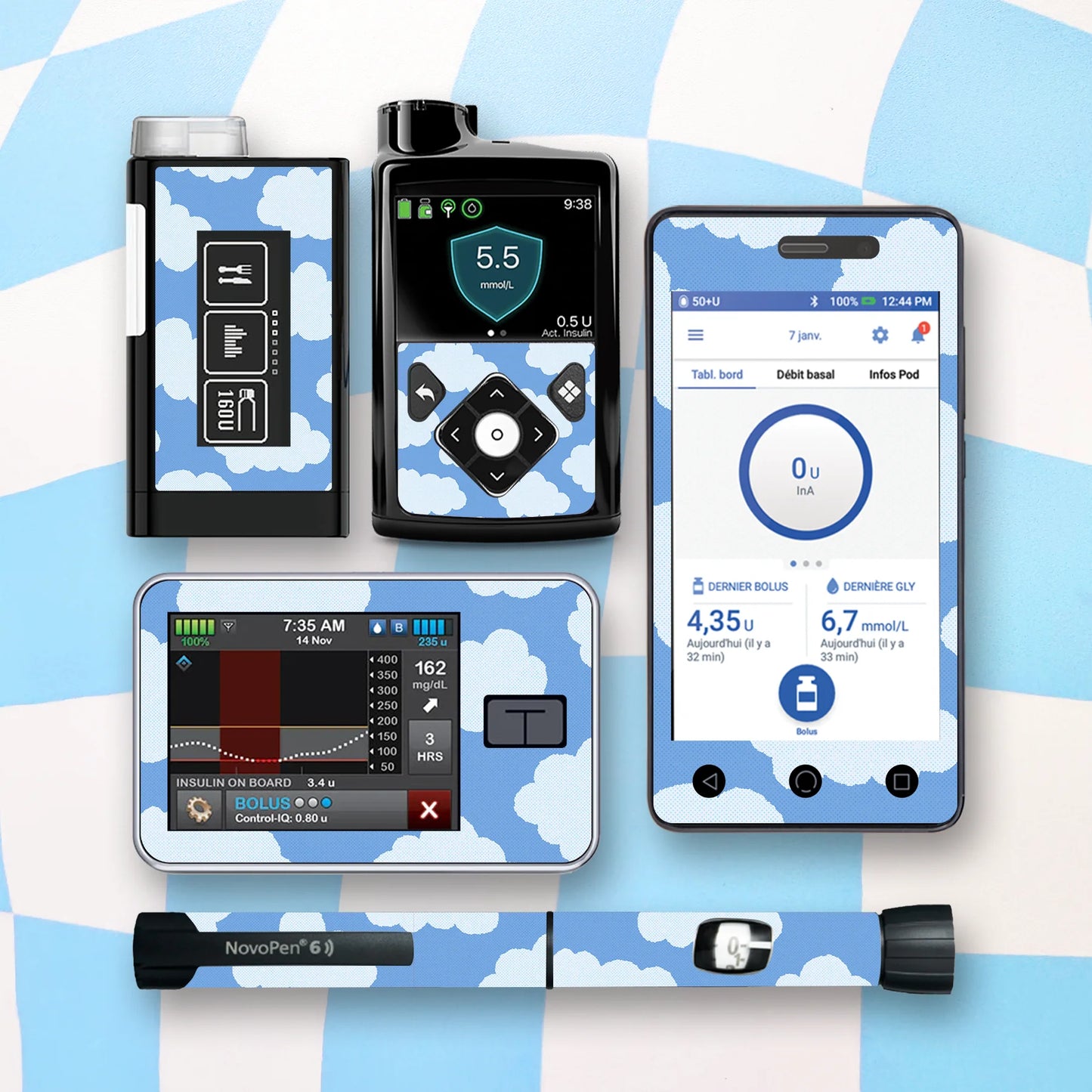Clouds Diabetes Device Stickers