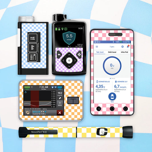 Pastel Checkered Diabetes Device Stickers