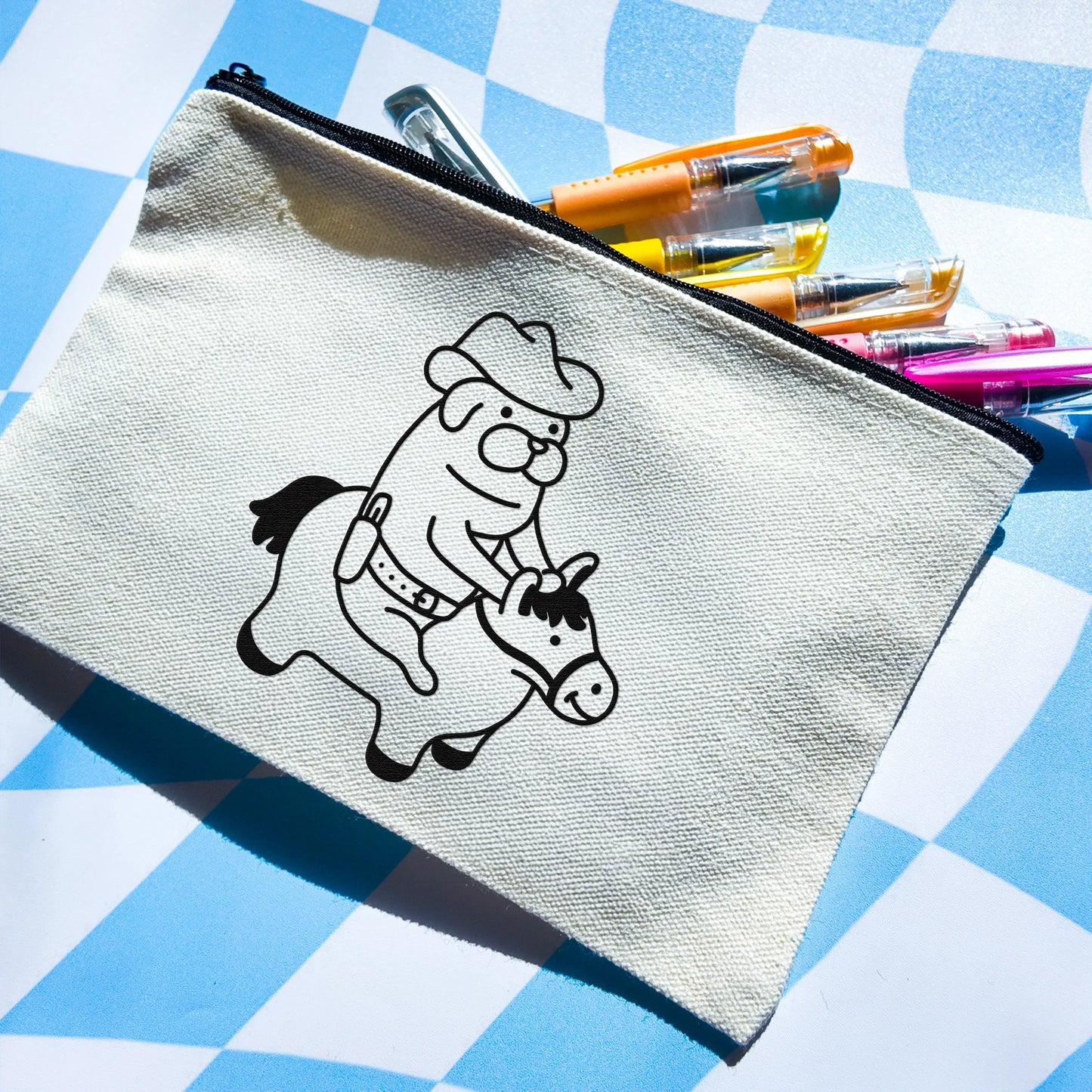 Cowboy Pug Pencil Case - Arttay Designs
