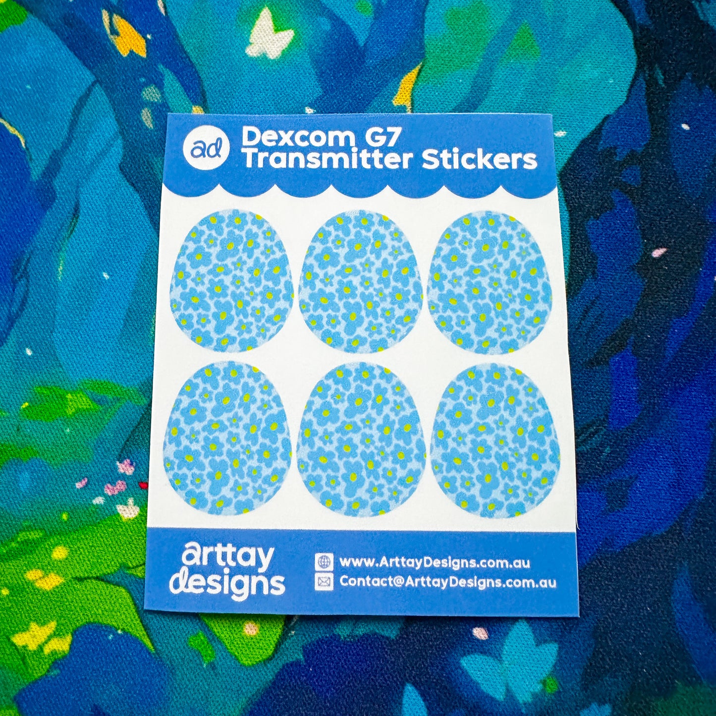 Blue Flowers Diabetes Stickers - 6 Pack - Arttay Designs