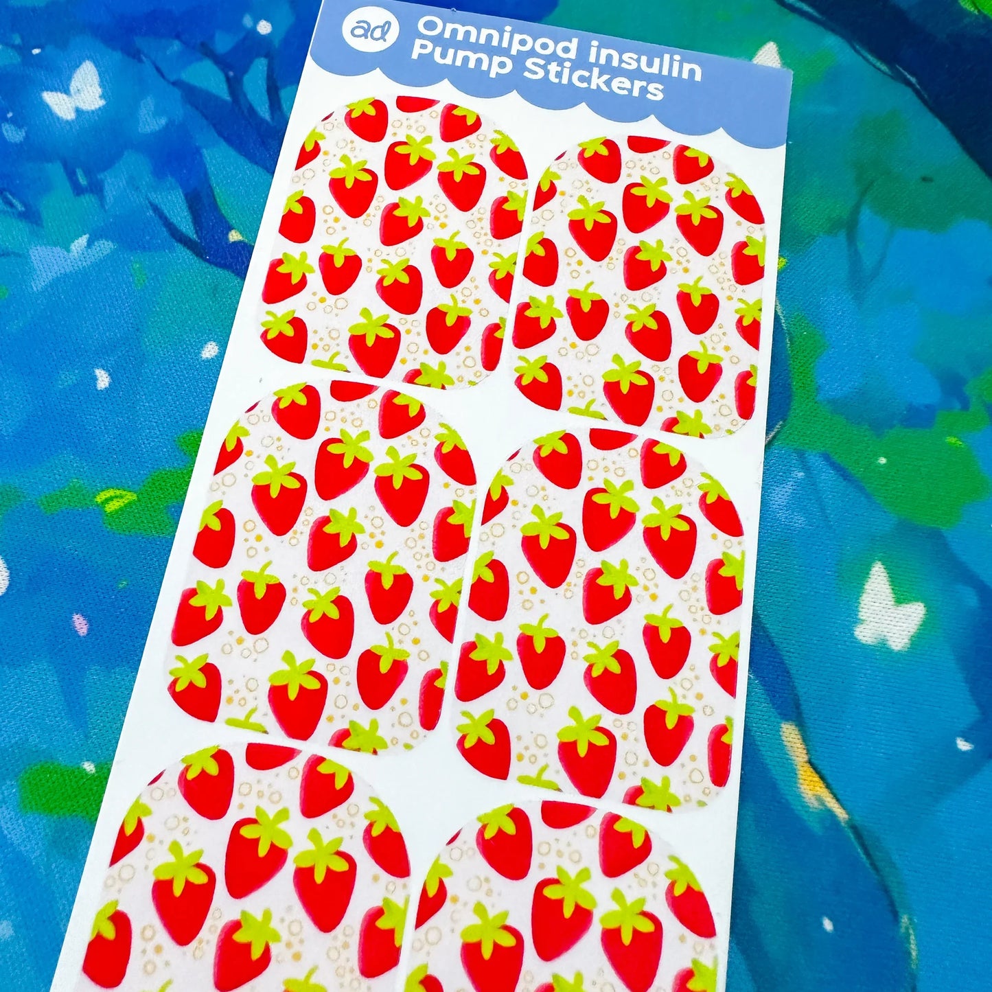 Strawberries Diabetes Stickers - 6 Pack - Arttay Designs