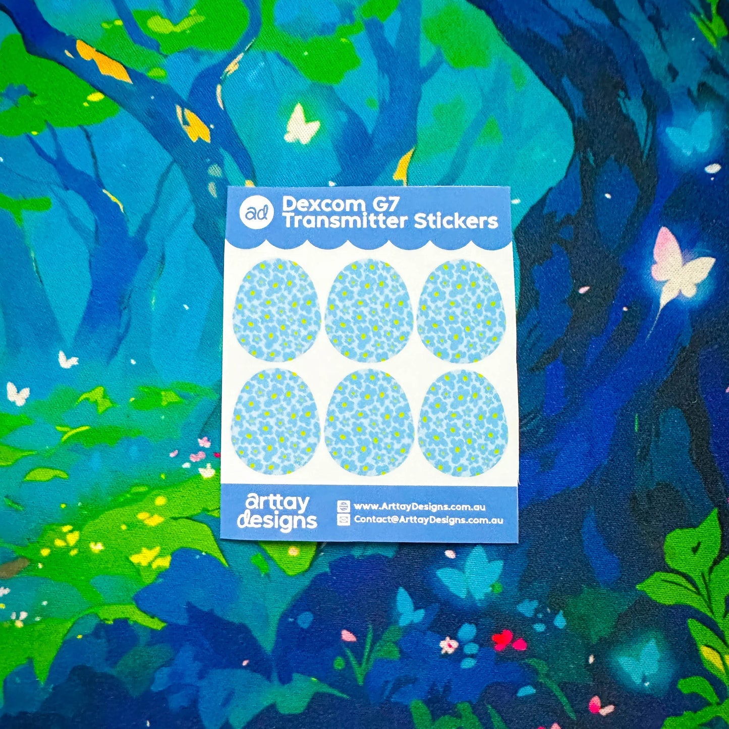 Blue Flowers Diabetes Stickers - 6 Pack - Arttay Designs