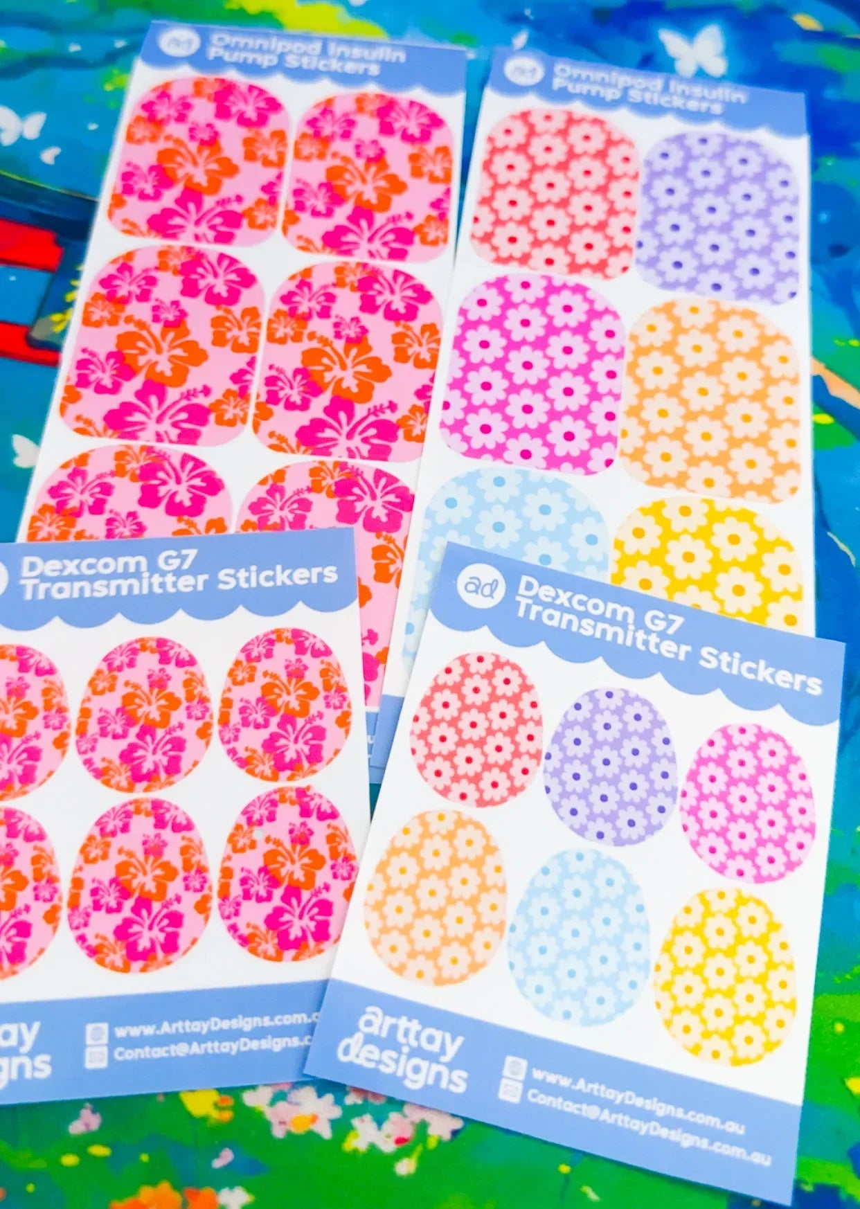 Flowers Dexcom G7 Device Stickers - 6 Pack