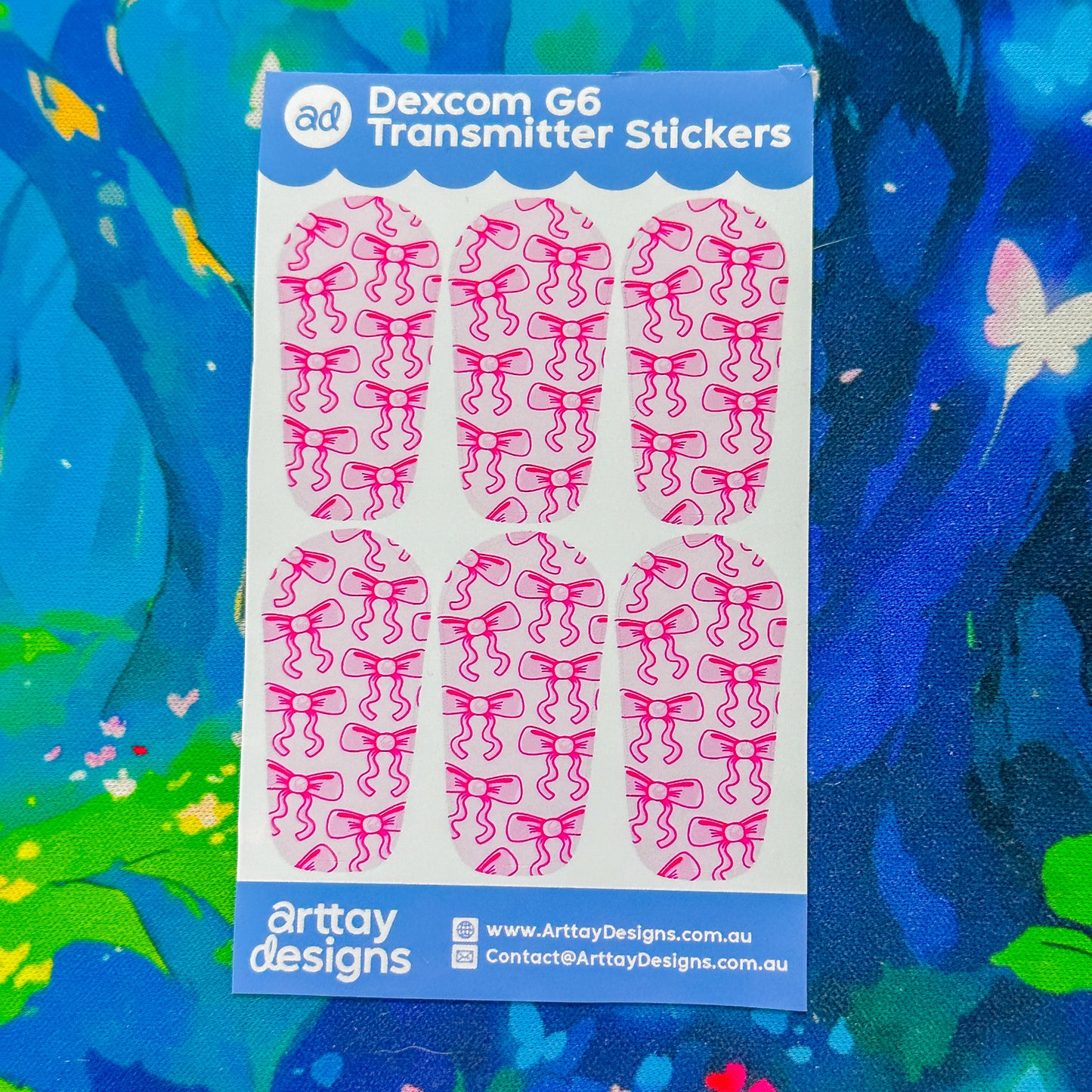 Pink Bow Diabetes Stickers - 6 Pack - Arttay Designs