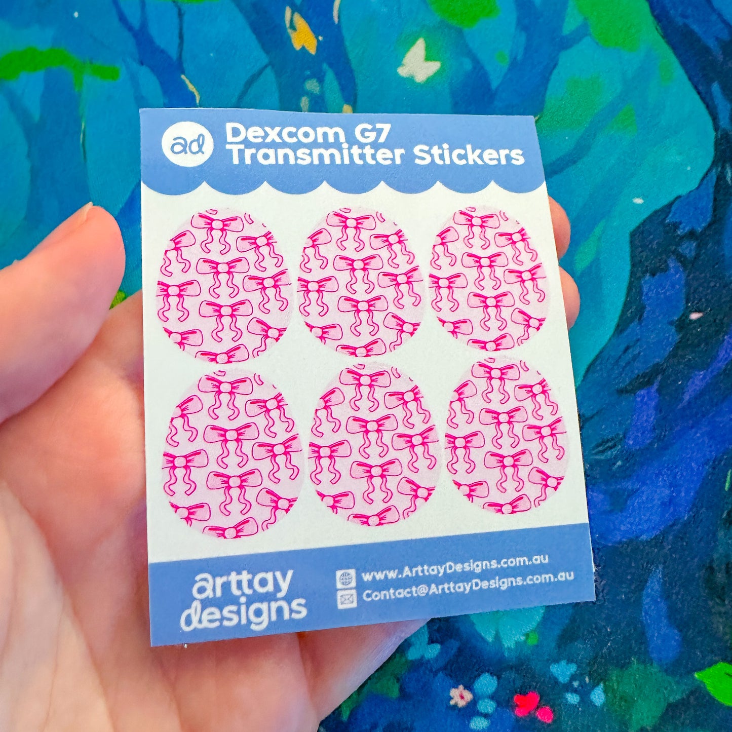 Pink Bow Diabetes Stickers - 6 Pack - Arttay Designs