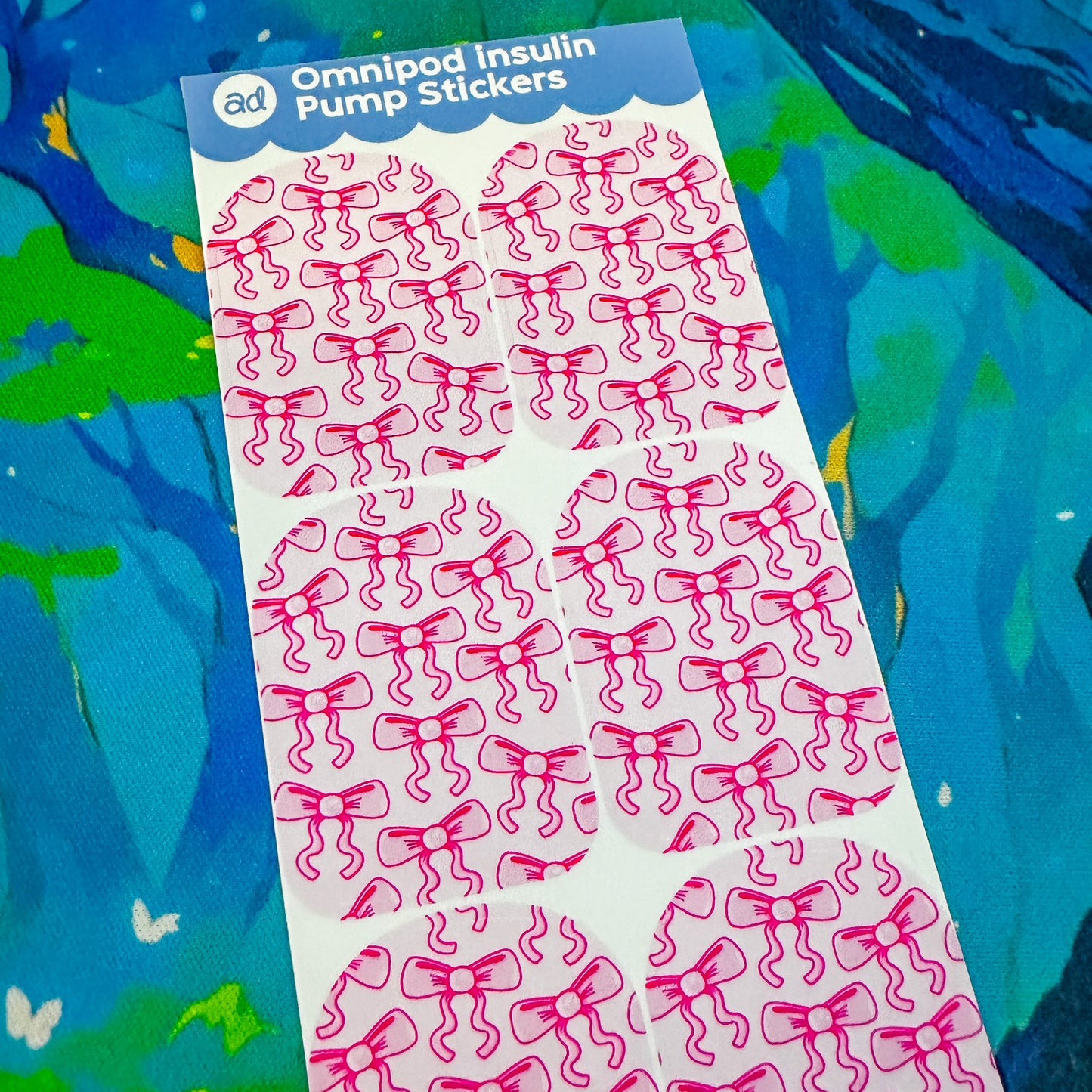 Pink Bow Diabetes Stickers - 6 Pack - Arttay Designs