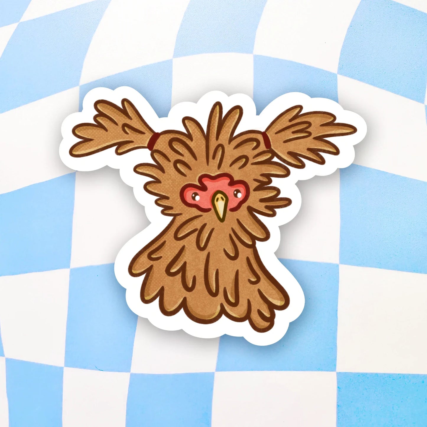 Fluffy Chicken with Pigtails Sticker - Arttay Designs