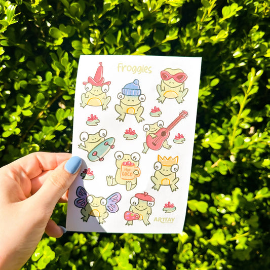 Frog Sticker Sheet - Arttay Designs
