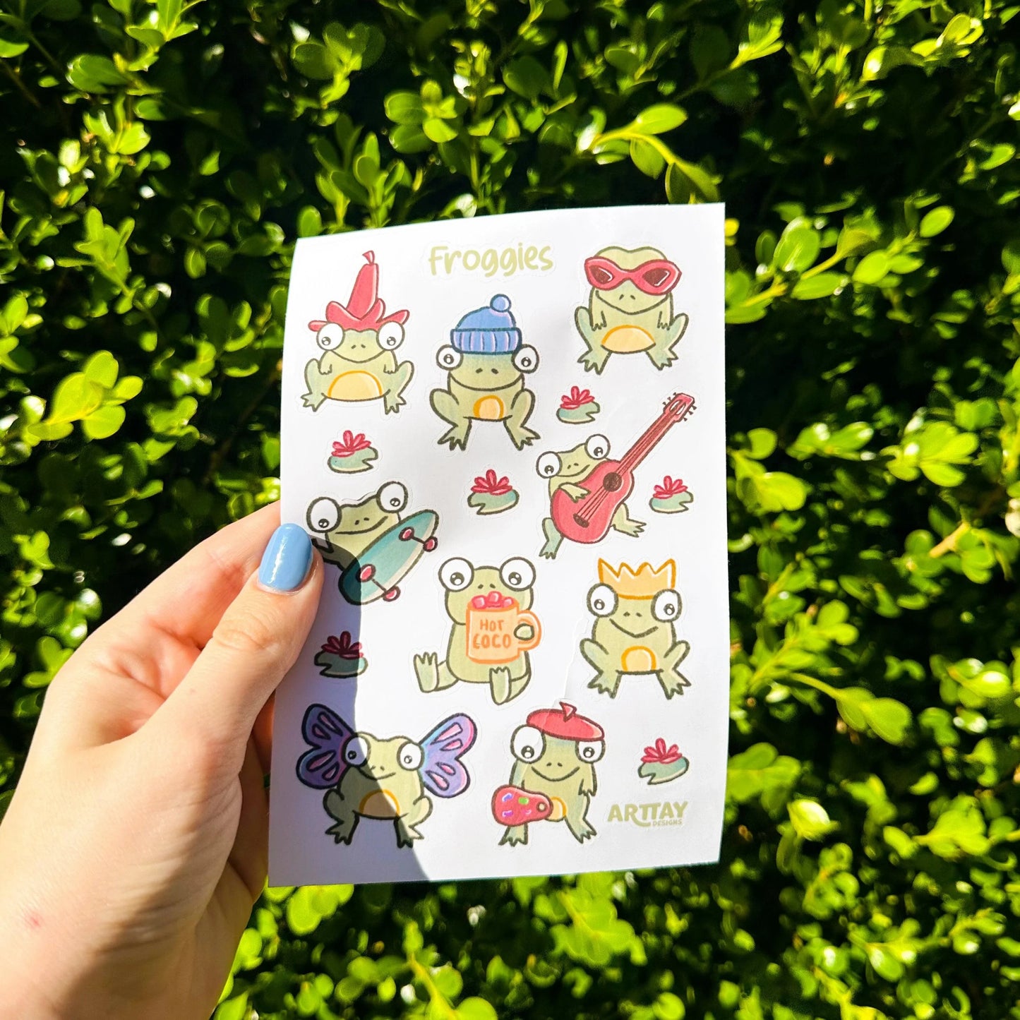 Frog Sticker Sheet - Arttay Designs