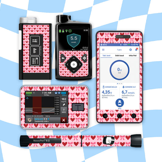 Valentines Diabetes Device Stickers