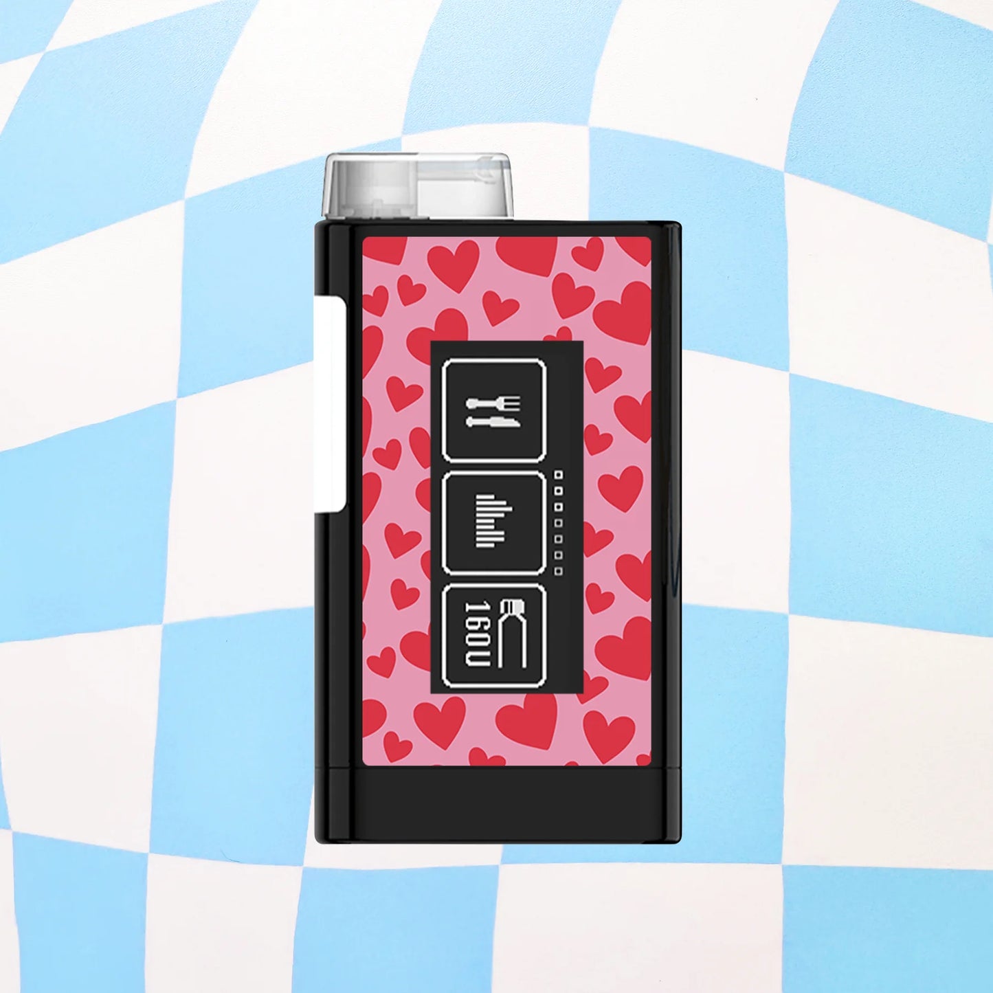 Pink Hearts Diabetes Device Stickers