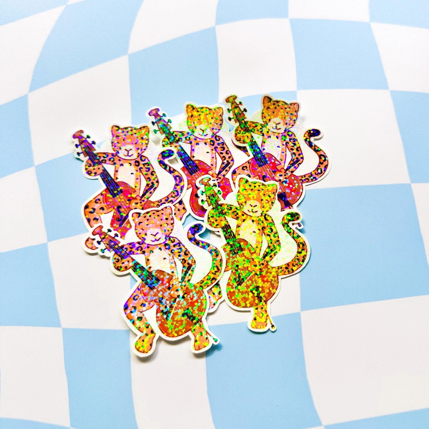 Jaguar Playing Jazz Holographic Sticker - Arttay Designs