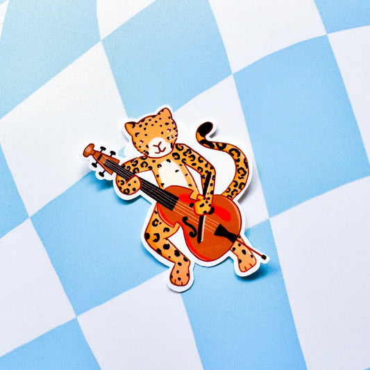 Jaguar Playing Jazz Sticker - Arttay Designs