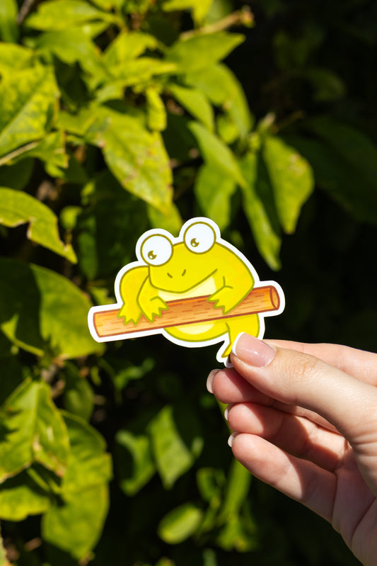 Frog on a Log Sticker