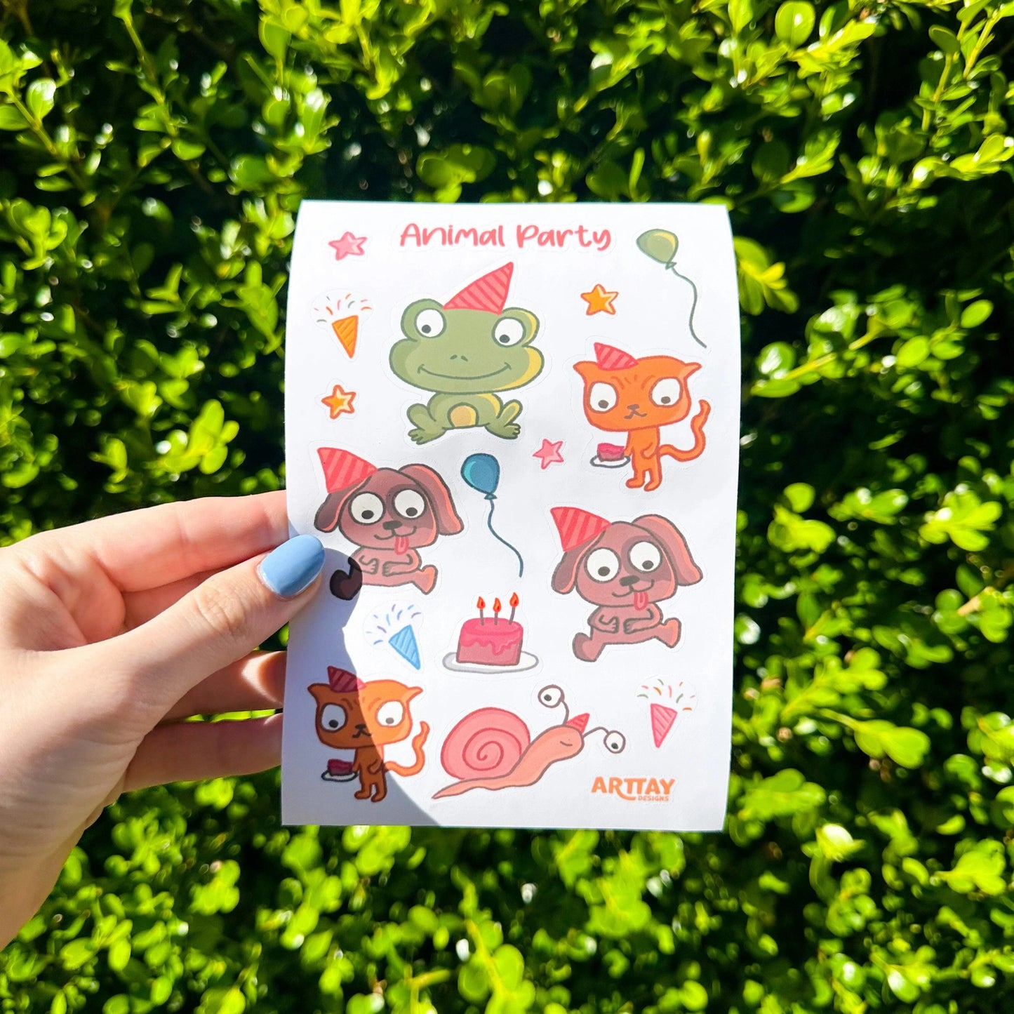 Animal Party Sticker Sheet - Arttay Designs