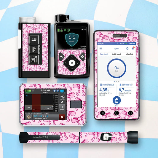 Pink Bow Diabetes Device Stickers