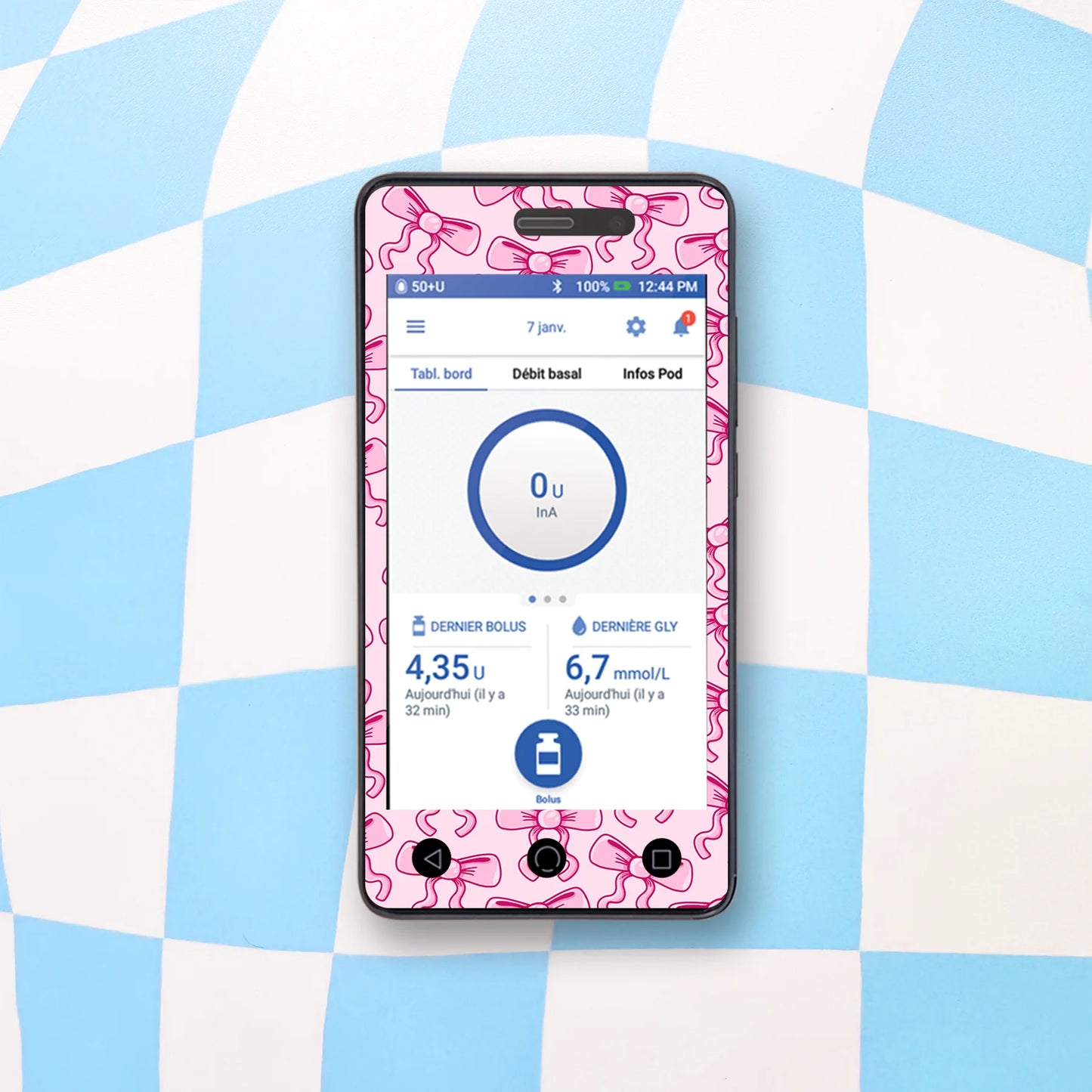 Pink Bow Diabetes Device Stickers
