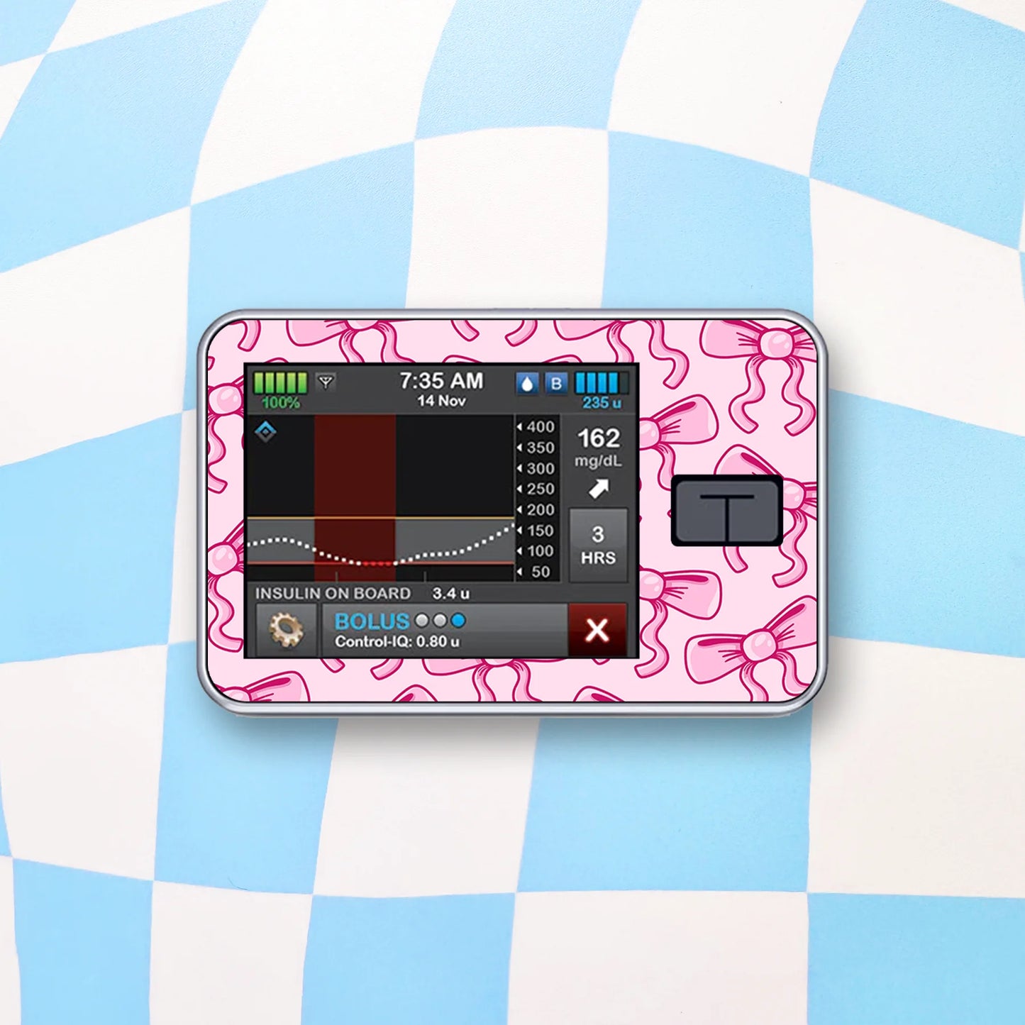 Pink Bow Diabetes Device Stickers