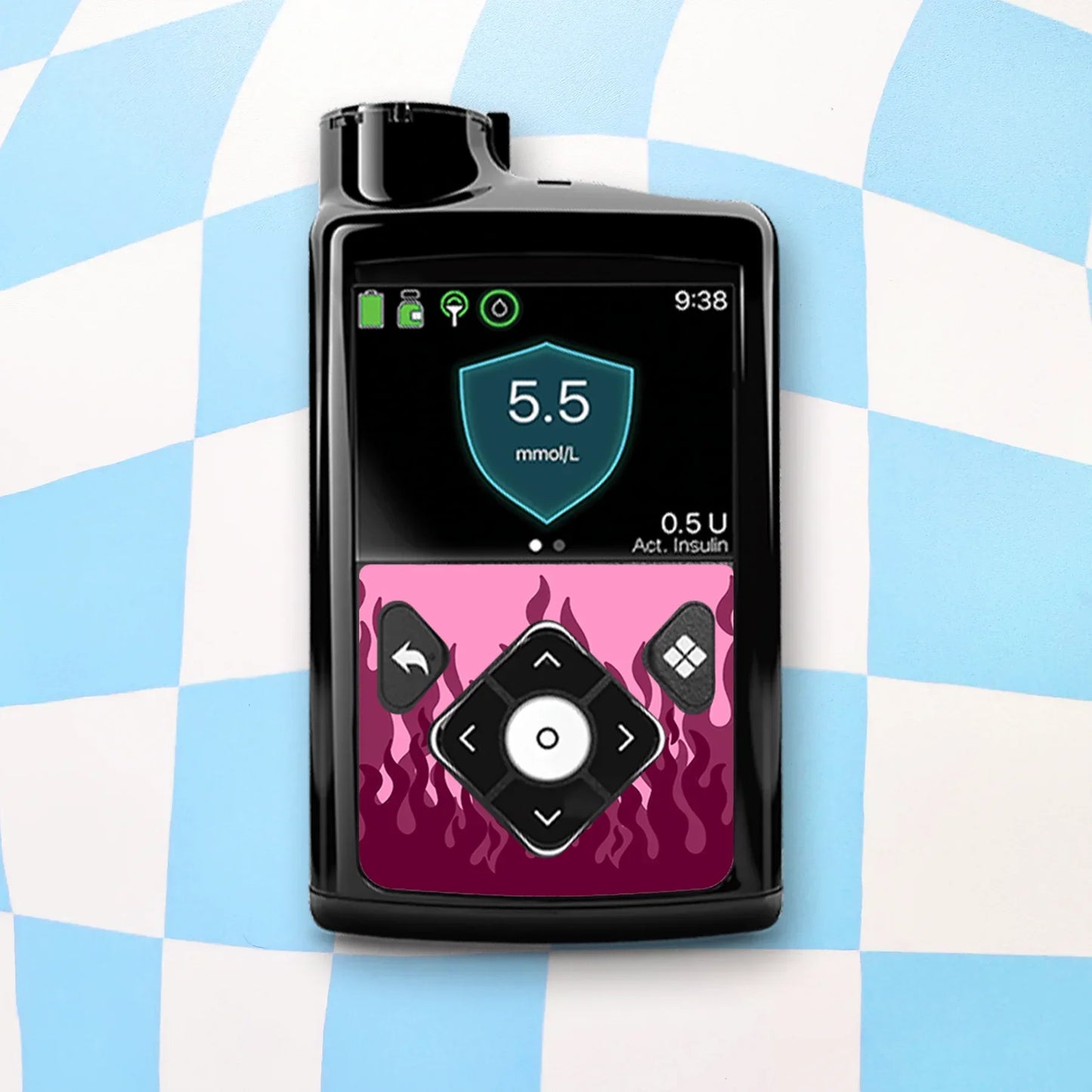 Pink Flames Diabetes Device Stickers