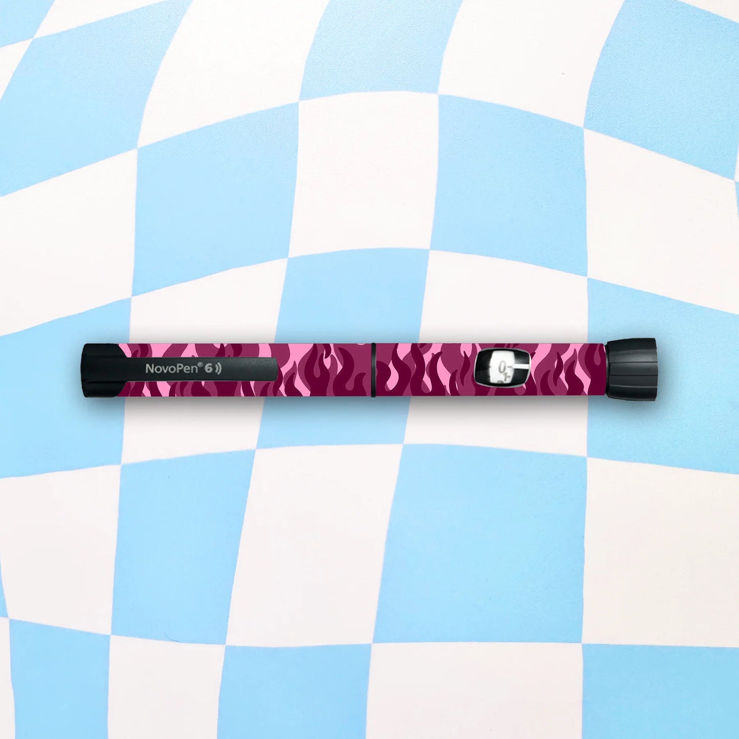 Pink Flames Diabetes Device Stickers