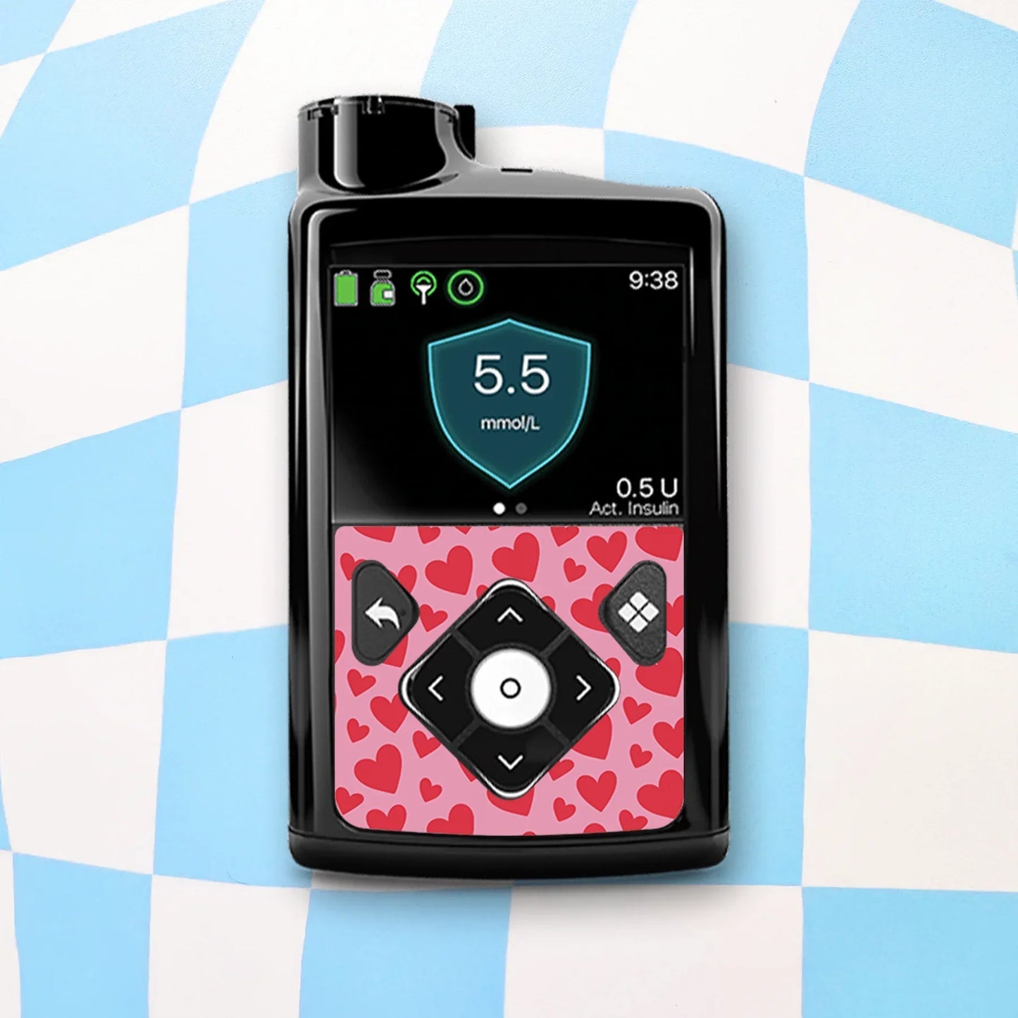 Pink Hearts Diabetes Device Stickers