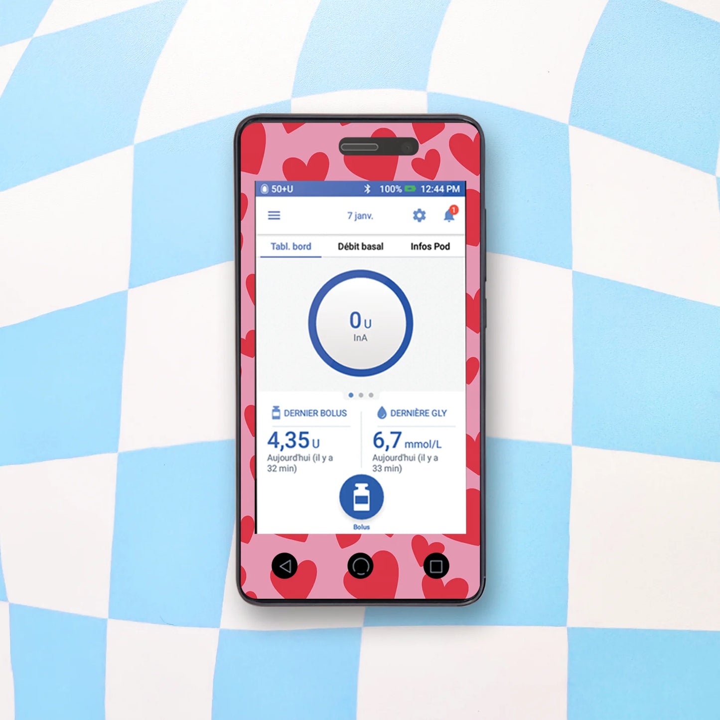 Pink Hearts Diabetes Device Stickers