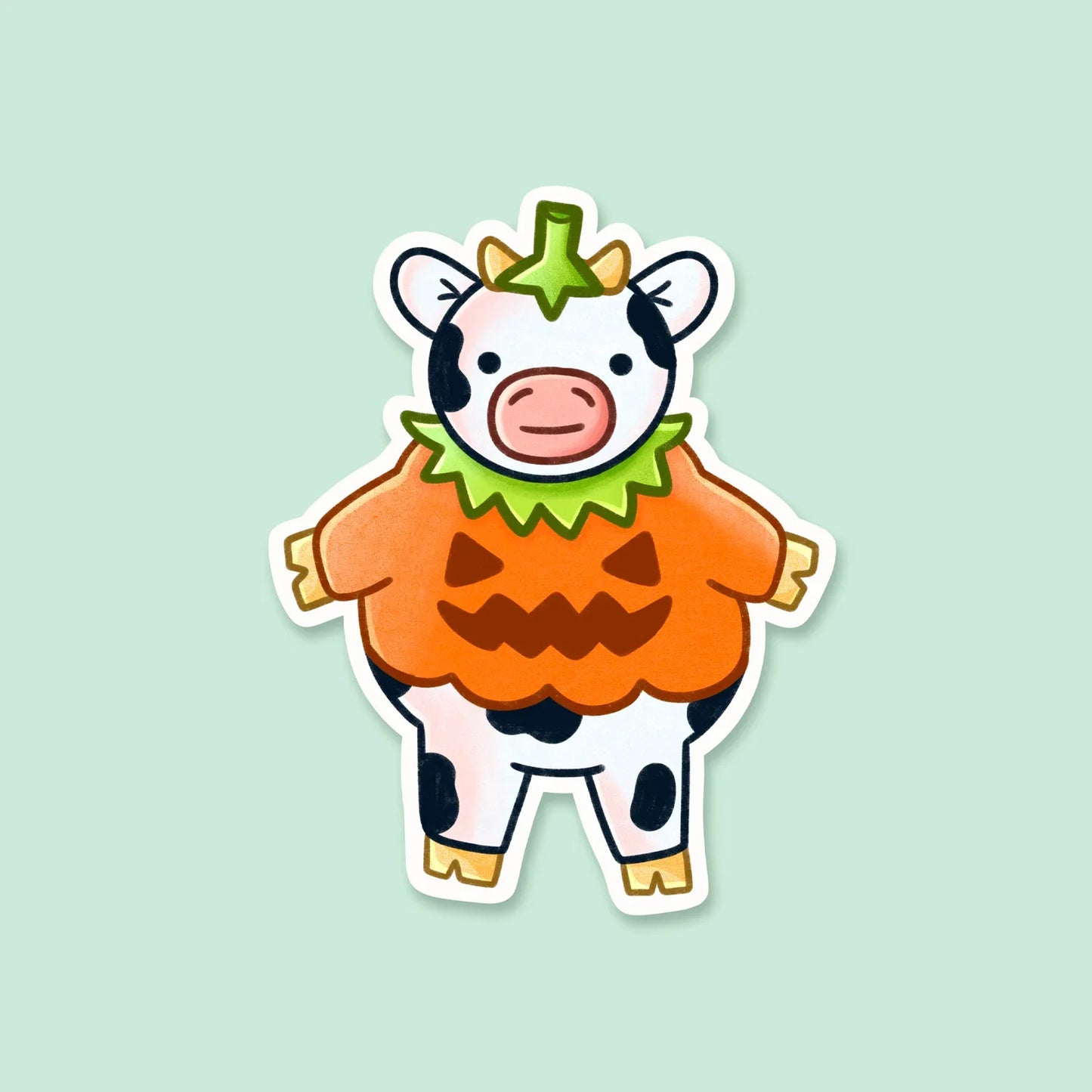 Pumpkin Suit Cow Sticker