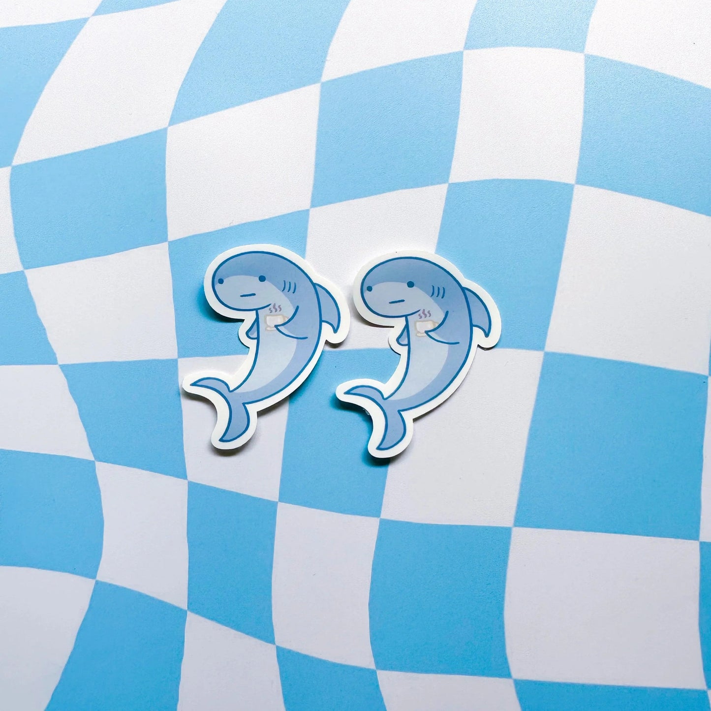 Shark Drinking Tea Sticker - Arttay Designs