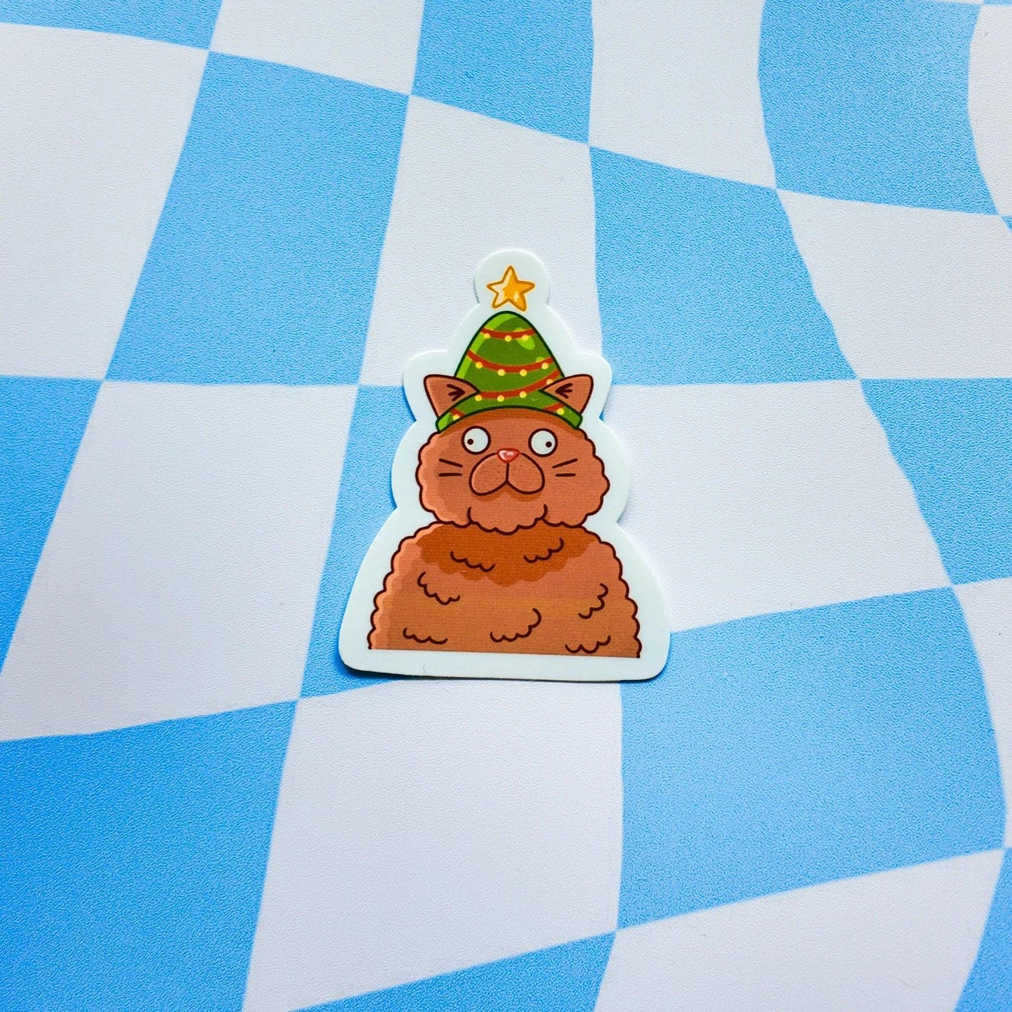 Silly Christmas Cat Sticker - Arttay Designs