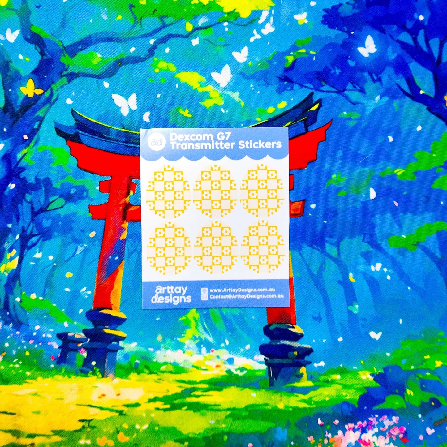 Checkered Daisies Diabetes Device Stickers