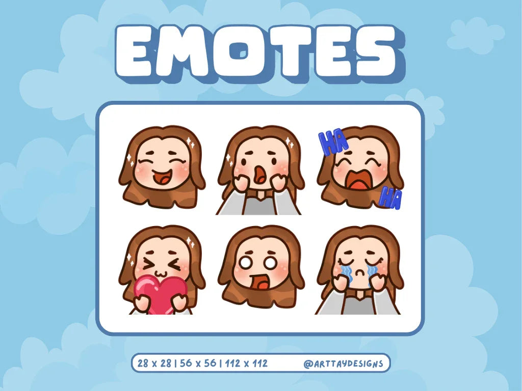 Chibi Girl Twitch Emotes - Style 1 - Arttay Designs