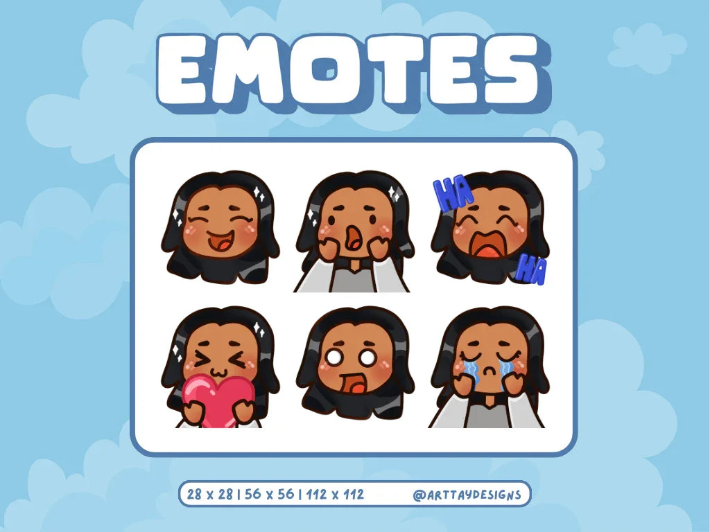 Chibi Girl Twitch Emotes - Style 2 - Arttay Designs