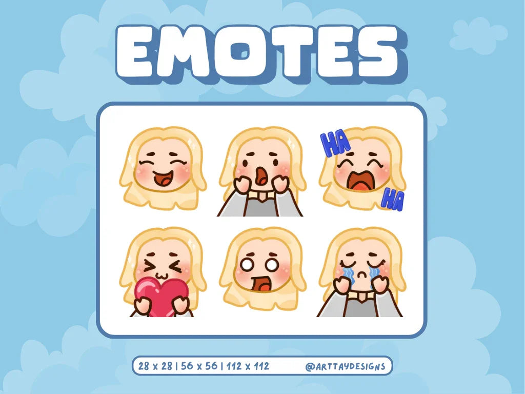 Chibi Girl Twitch Emotes - Style 4 - Arttay Designs