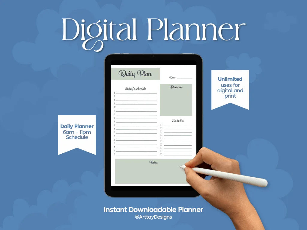 Daily Plan Digital Planner - Arttay Designs